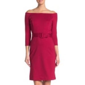 [The Vanity Room] Off the Shoulder Belted Dress